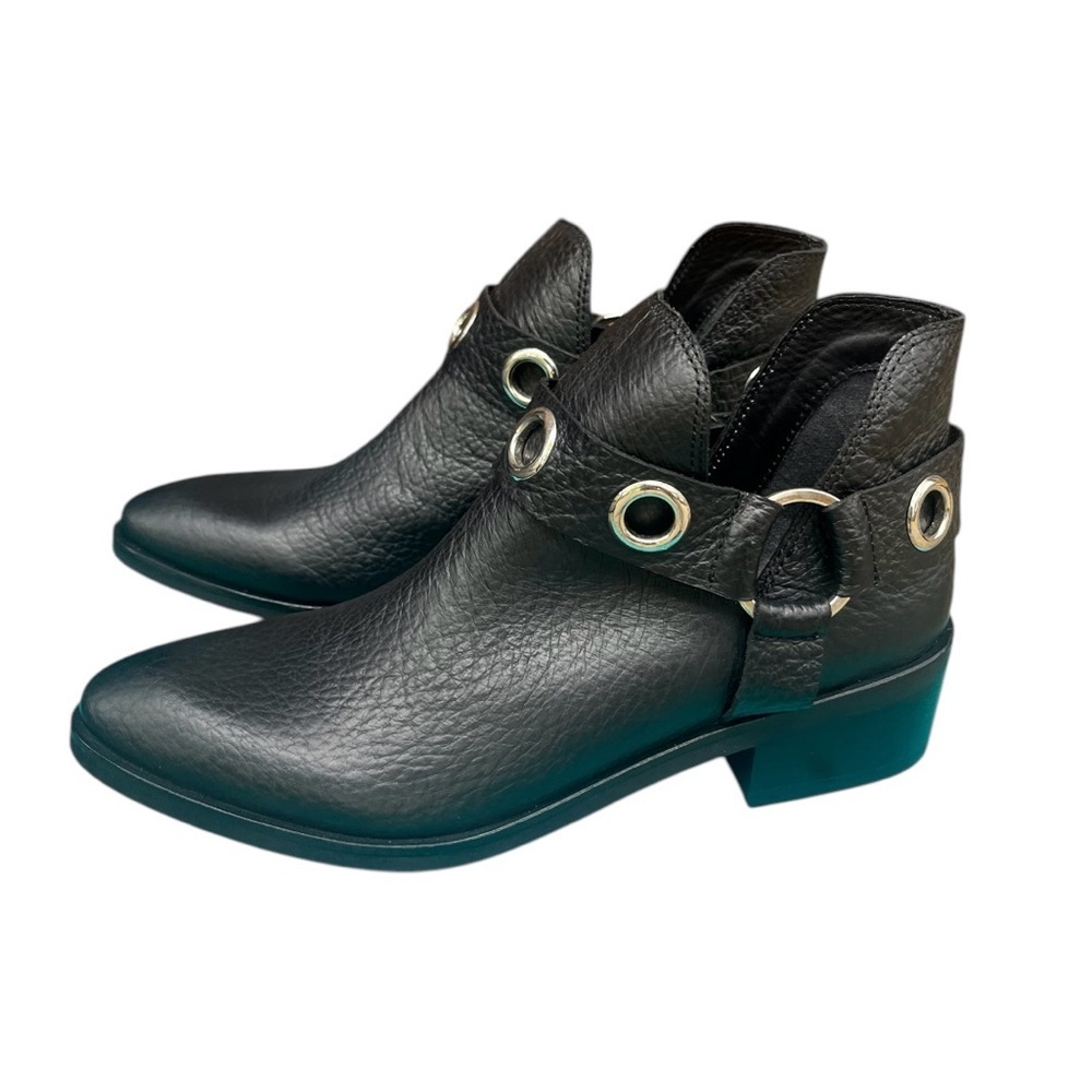 Kaanas Morelia Harness Open-Ankle Bootie Boot Black Leather Size 6.5